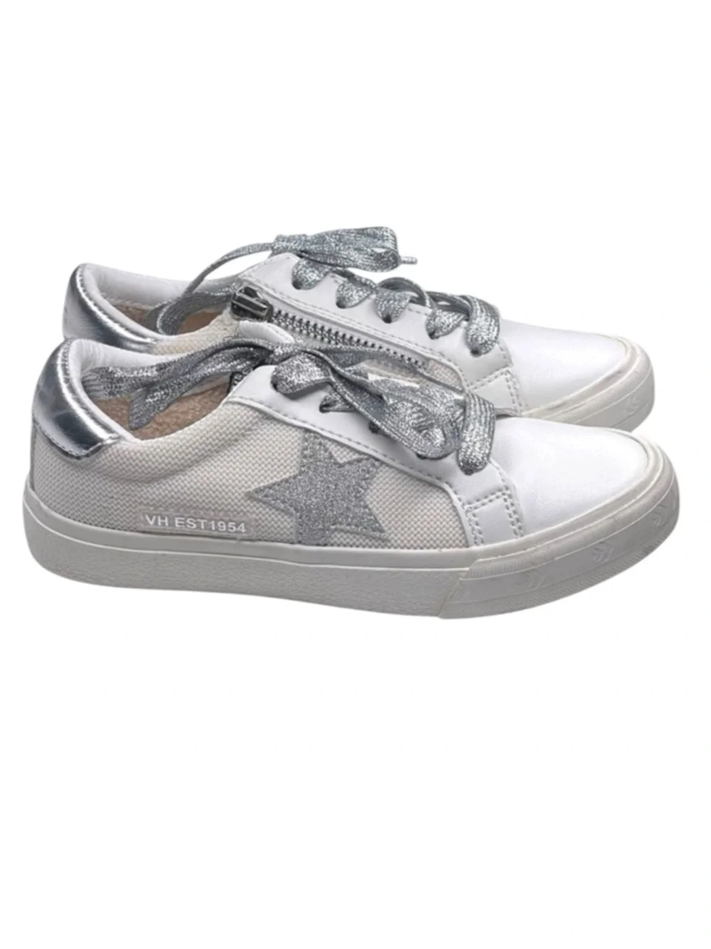 Vintage Havana 𖤐 Gita Star Sneakers 𖤐 Vegan Leather Silver Metallic Glitter 𖤐 12